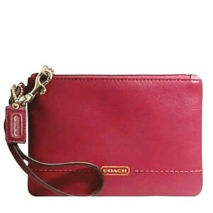 ♨️ Coach Y2K Campbell Deep Port Red Matte Leather Small Wristlet Pouch Clutch